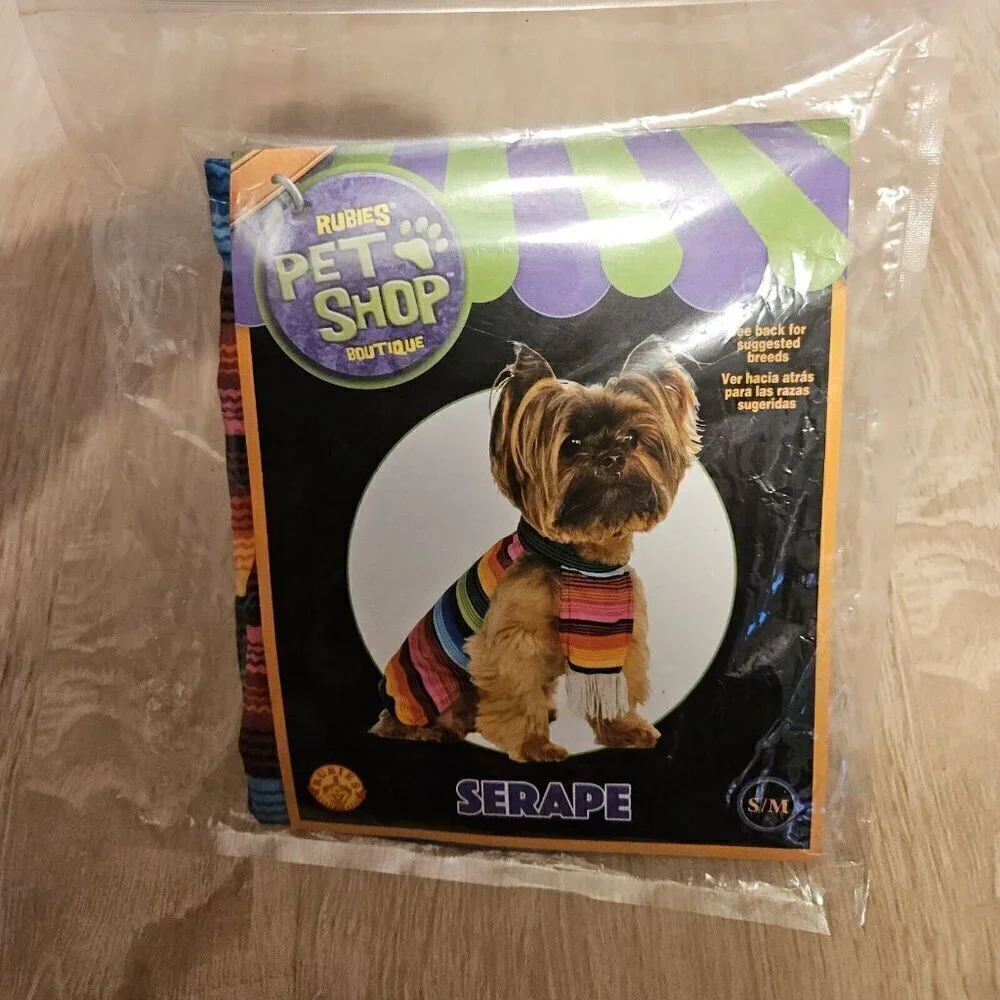 RUBIES Pet Shop Boutique Dog S/M Serape Costume Accessory Colorful Rainbow